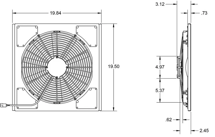 Вентилятор SPAL Fan, Shroud 19-1/2"Hx19-7/8"Wx3-1/8"D, Harness/Sensor [50-195198 — фото лота 1