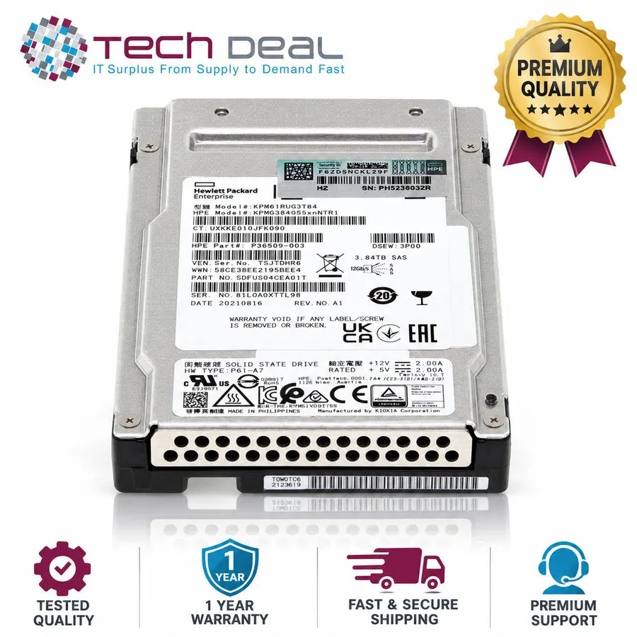 SSD-накопитель HPE 3.84TB 24G SAS 2.5" SSD PM6-R KPM61RUG3T84 P36509-003 Intensi — фото лота 1