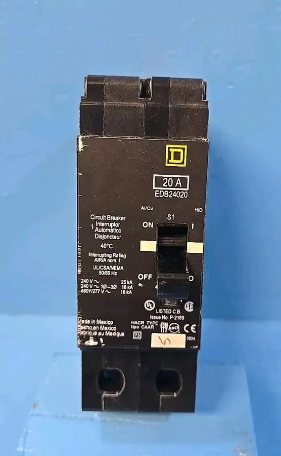 Автоматический выключатель SQUARE D EDB24020 EDB 20 AMP 2P 480V BOLT ON CIRCUIT