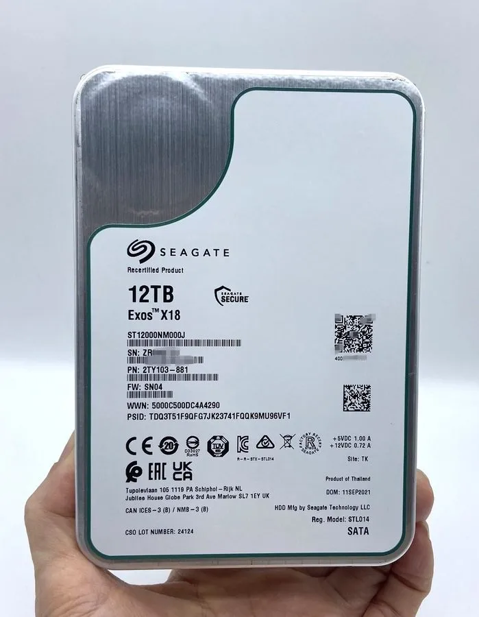 Жёсткий диск Seagate Exos X18 12TB ST12000NM000J Hard Drive SATA 7200RPM 3.5" SM