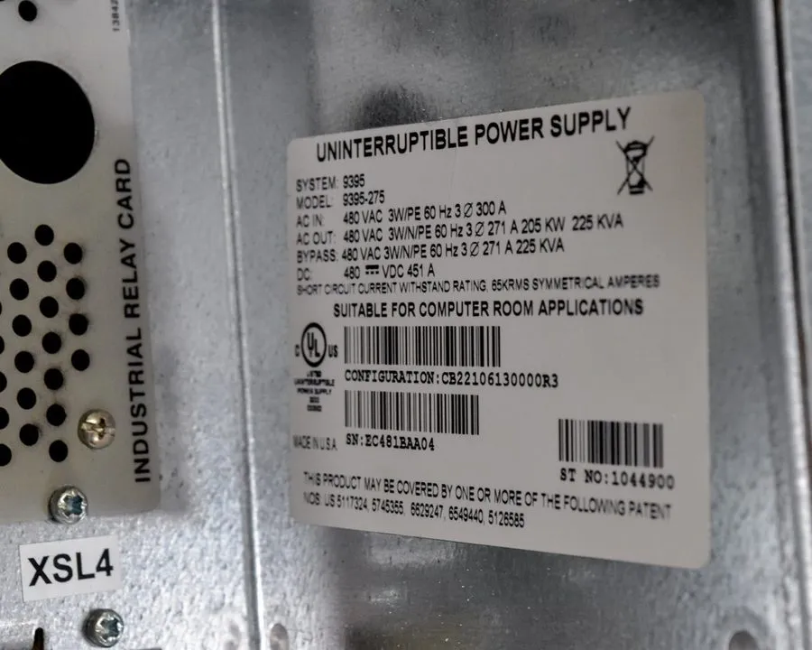 Блок питания Eaton 9395-275 Power Xpert 225KVA 480V 3-Phase UPS Uninterruptible  — фото лота 2