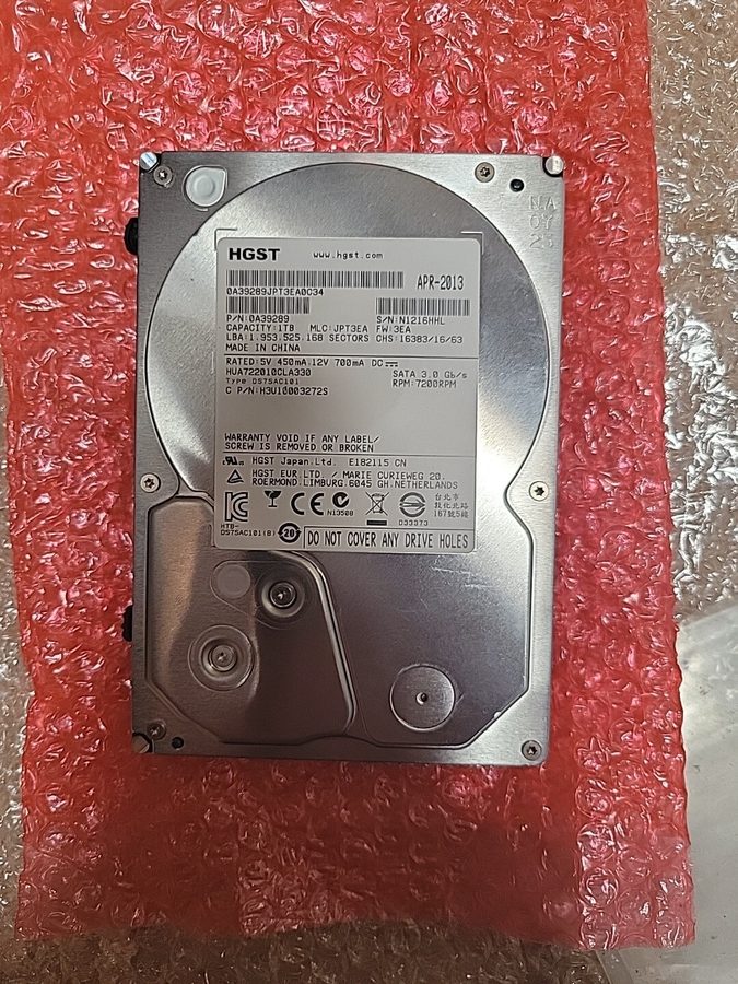 Жёсткий диск H3U10003272S Hitachi UltraStar 1TB 7.2K 3.5" LFF SATA Hard Drive 0A — фото лота 3