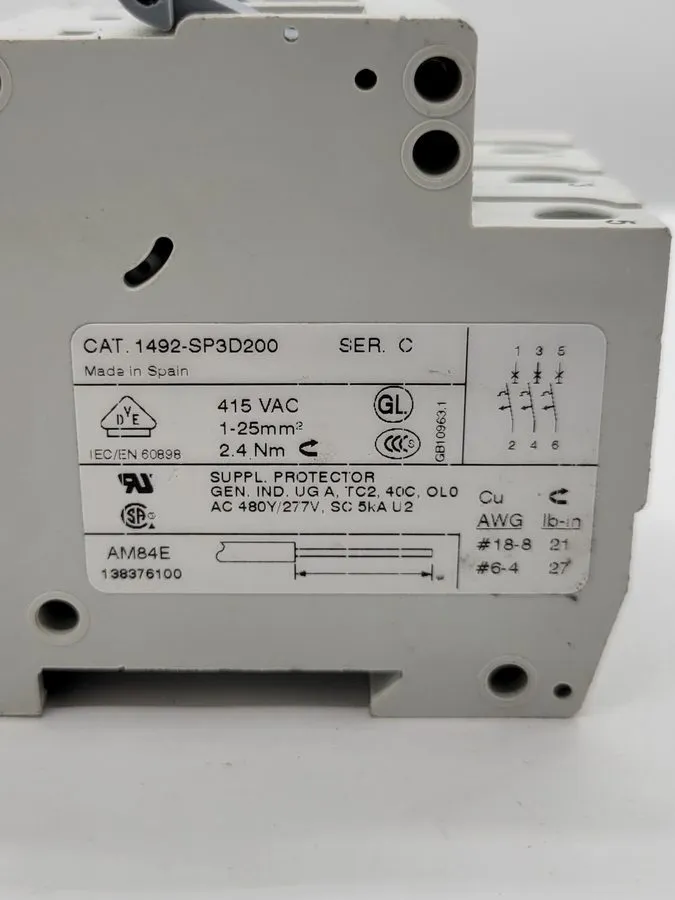 Автоматический выключатель Allen-Bradley 1492-SP3D200 Circuit Breaker 20A 3P 415