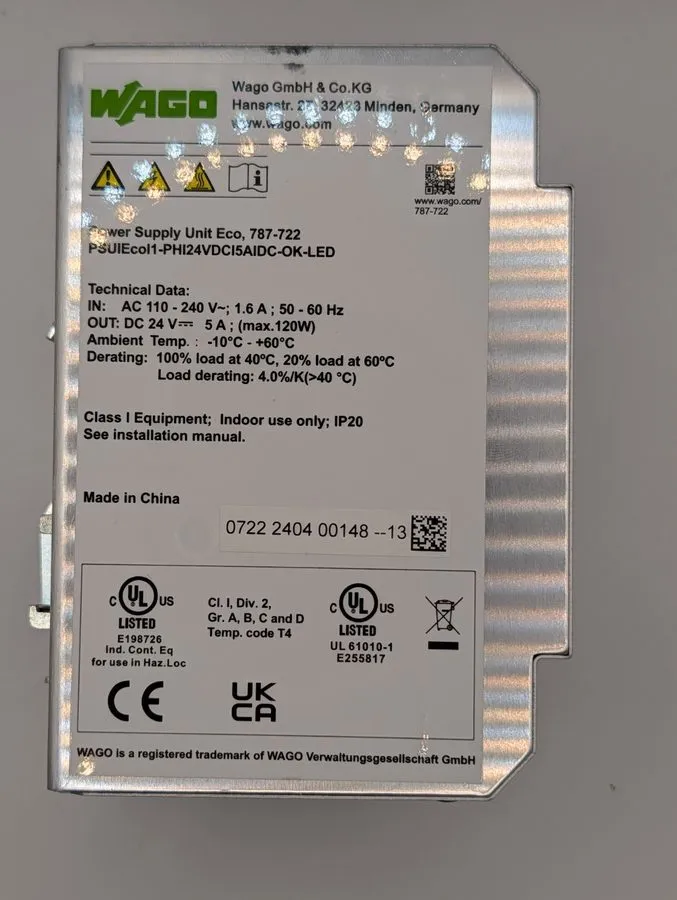 Блок питания WAGO 787-722 Switched Mode Power Supply 24VDC 120W 110-240VAC DIN R