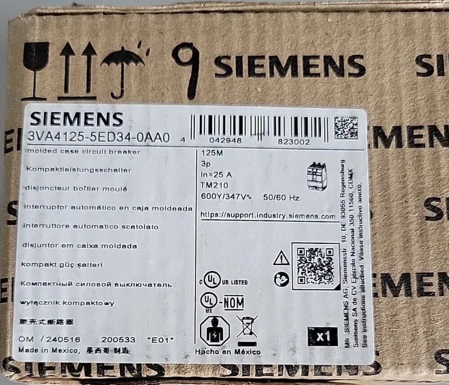 Автоматический выключатель 3VA4125-5ed34-0AA0 SIEMENS 3 POLE 25 AMP BOLT-ON CIRC