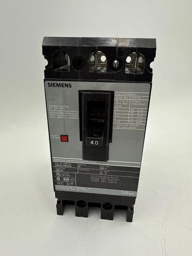 Автоматический выключатель Siemens HED43B040 Circuit Breaker Sentron Series HED4
