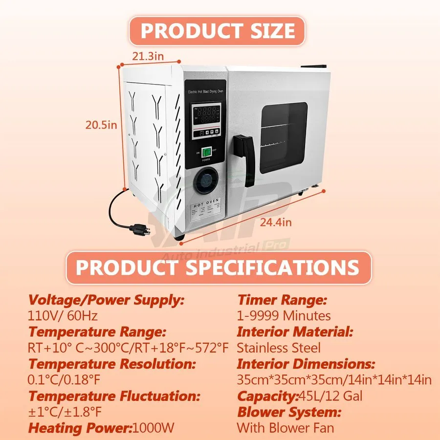 Сушильный шкаф 45L Electric Hot Blast Drying Oven 101-00B 1000W 110V Lab Stainle — фото лота 1