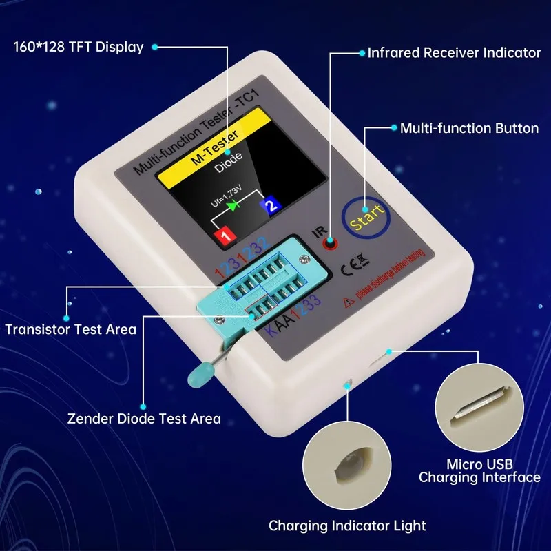 Тестер LCR Meter,Transistor Meter,LCR-TC1 Multi-Function Transistor Tester — фото лота 2