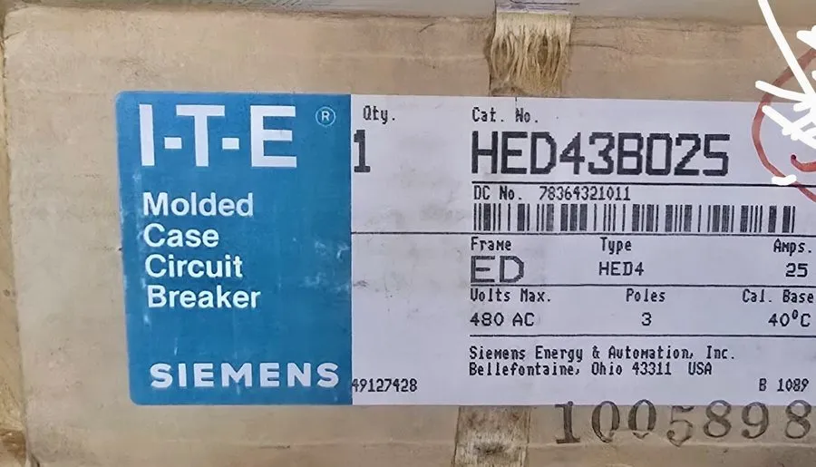 Автоматический выключатель Siemens HED43B025 Sentron Series Circuit Breaker 25A 