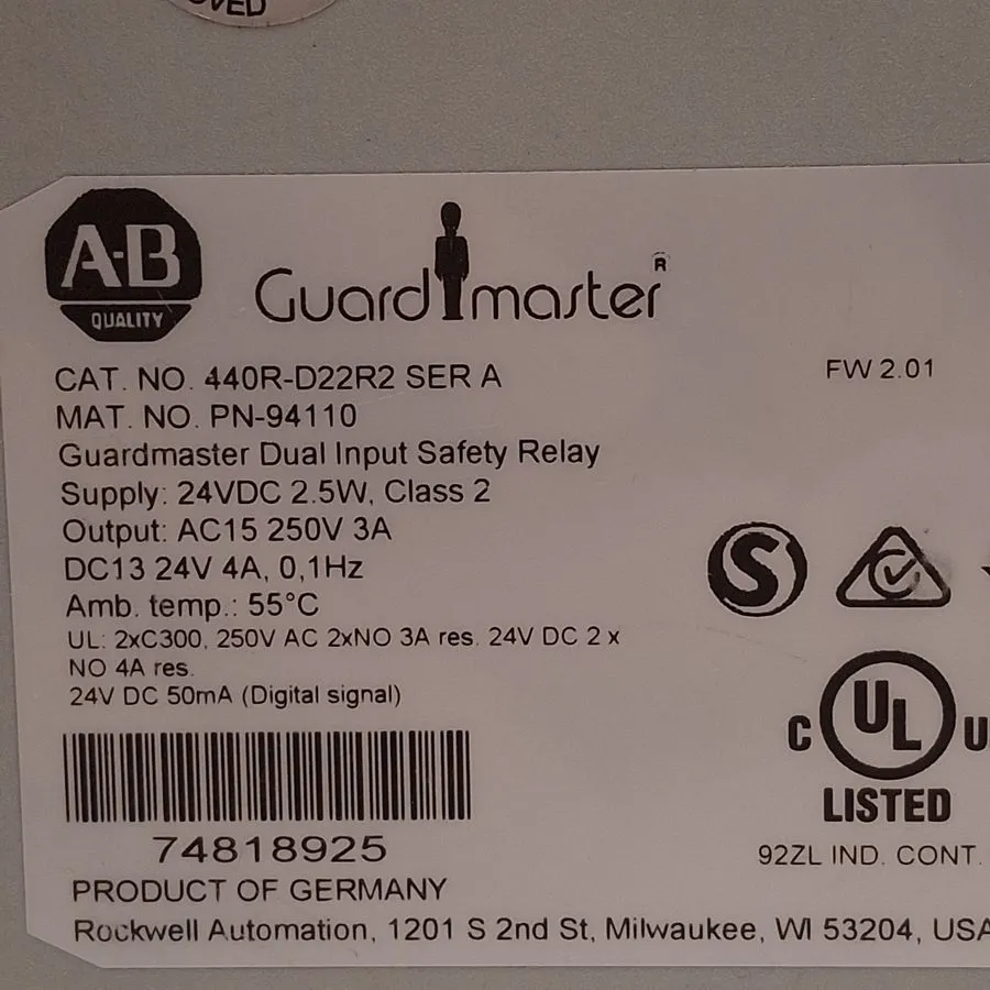 Реле безопасности Allen Bradley 440R-D22R2 Safety Relay GuardMaster GSR DI 24VDC