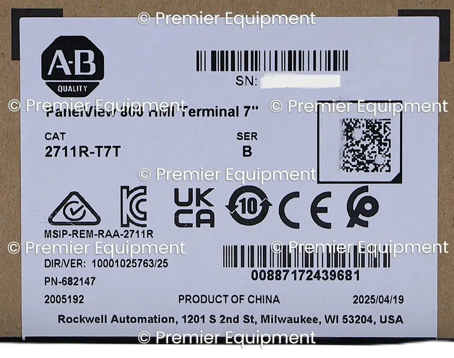 Панель оператора 2025 ALLEN BRADLEY 2711R-T7T /B PANELVIEW 800 HMI TERMINAL 7"