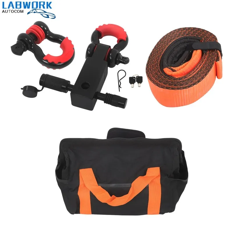 Такелажная скоба Recovery Tow Strap Kit 3" x 20' With 3/4" Anti-Theft D-Ring Sha — фото лота 1