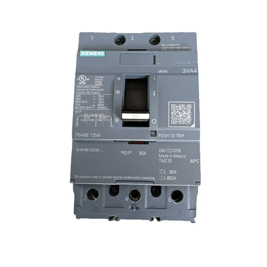 Автоматический выключатель SIEMENS 3VA4180-5ED34-0AA0 ,CIRCUIT BREAKER, 3P/80A / — фото лота 2