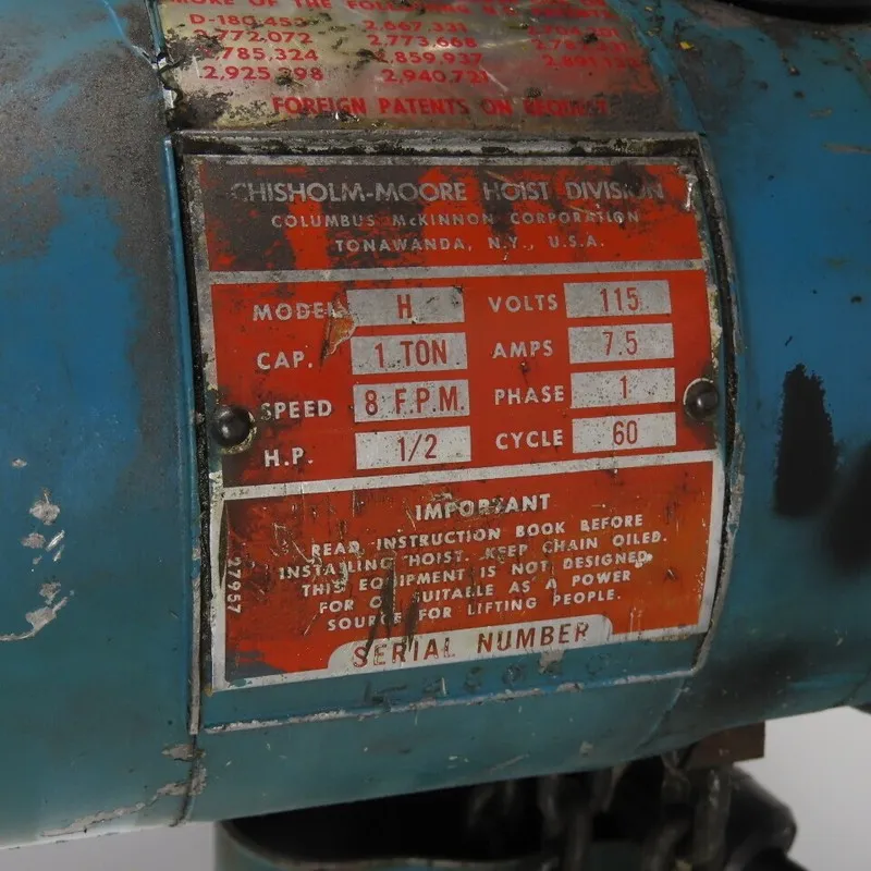 Таль Dayton 3YE18 1 Ton 2000Lb Electric Chain Hoist 20' Lift 16Fpm 460V 3Ph Trol