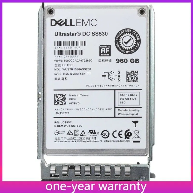 SSD-накопитель 4YPVD 04YPVD Dell EMC 960GB 12Gbps SAS RI TLC 2.5'' 512e DC SSD 1