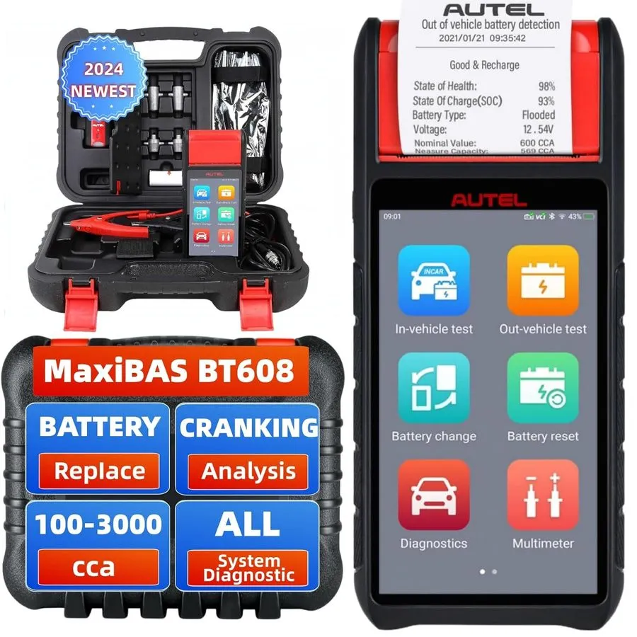 Аккумулятор 2026 Autel Battery Tester MaxiBAS BT608 OBD2 All System Diagnostic S — фото лота 2