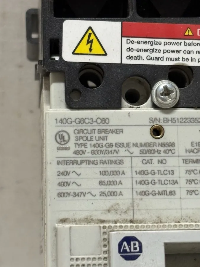 Автоматический выключатель ALLEN BRADLEY 140G-G6C3-C60 Circuit Breaker 3P 60A 48 — фото лота 1
