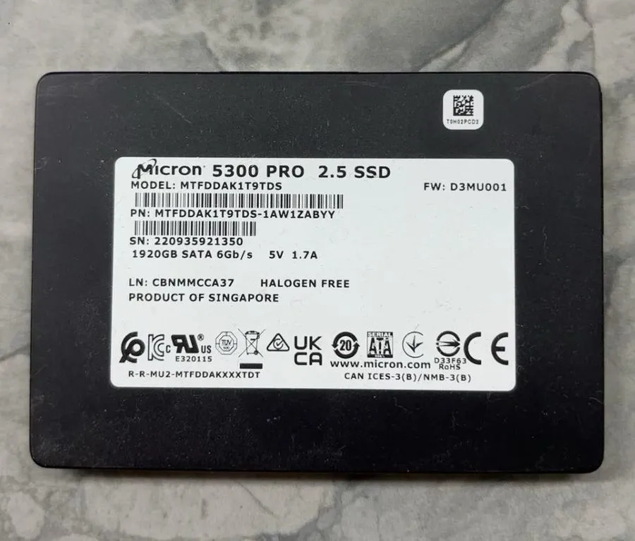 SSD-накопитель Micron 5300 PRO 1.92TB 2.5" SATA SSD MTFDDAK1T9TDS-1AW1ZABYY,3357