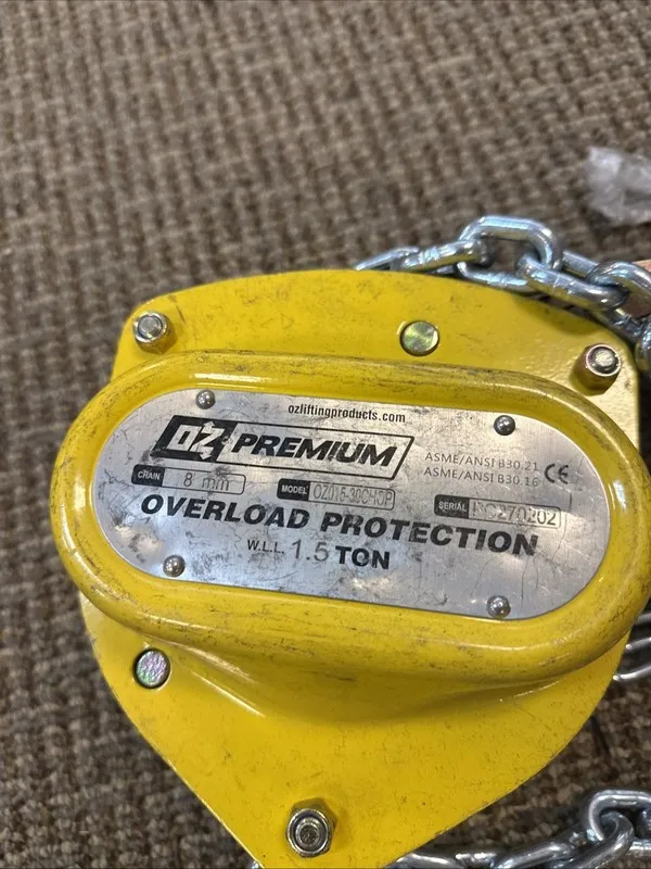 Таль OZ Premium Chain Hoist Load Capacity 2500 lb 20 ft Lift OZ015-30CHOP