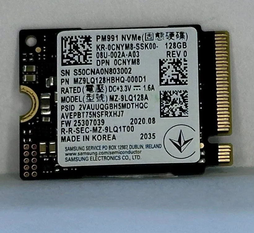SSD-накопитель Lot of Samsung PM991 128GB M.2 2230 NVMe PCIe Gen3x4 SSD MZ9LQ128