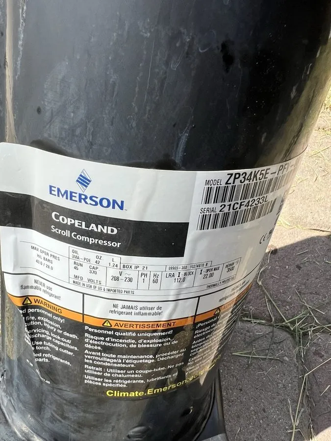Компрессор Copeland Scroll R410A Compressor ZP37LXEPFV800 Replaces ZP34K5E ZP34K — фото лота 1
