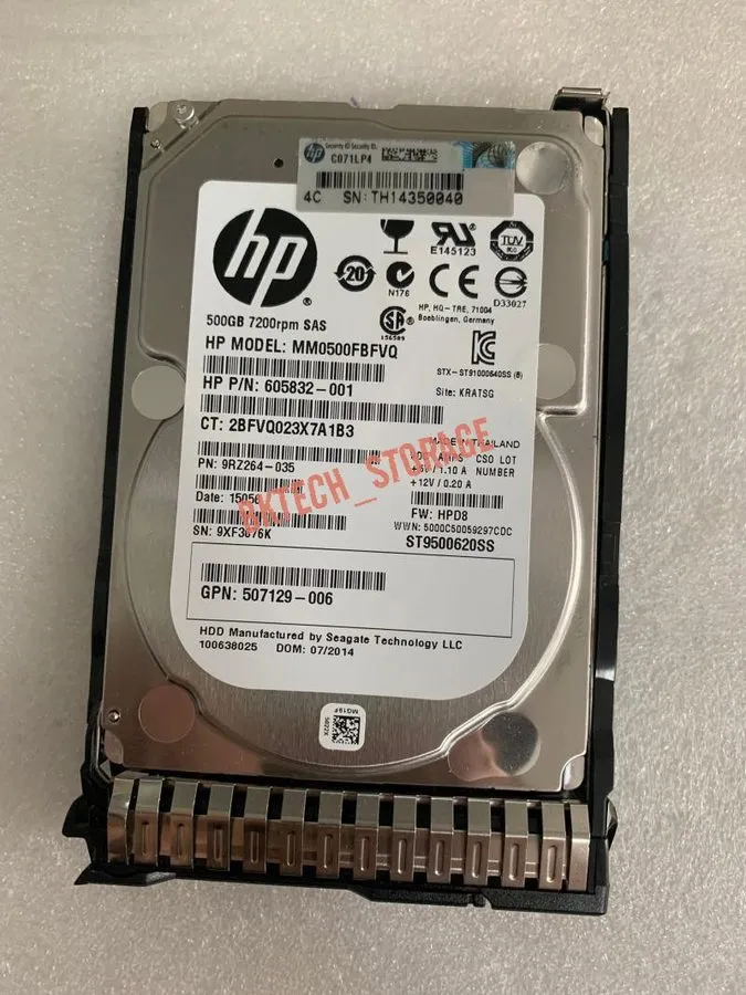 Сервер HPE 500GB 653953-001 652745-B21 7.2K 2.5" 6G DP G8 SAS MDL SERVER HARD DR — фото лота 1