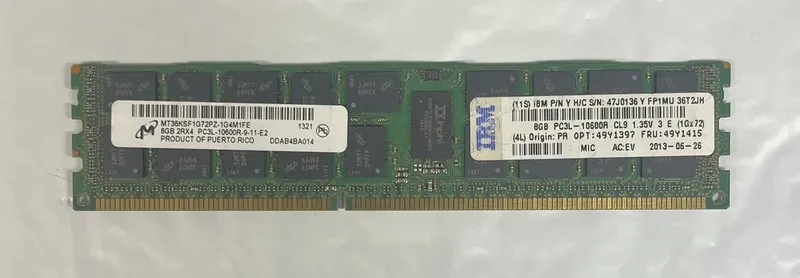 Модуль памяти Micron 8GB PC3L-10600R DDR3-1333MHz ECC Server Ram MT36KSF1G72PZ-1