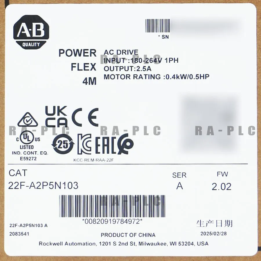 Частотный преобразователь Allen Bradley PowerFlex 4M 22F-A2P5N103 Inverter Drive