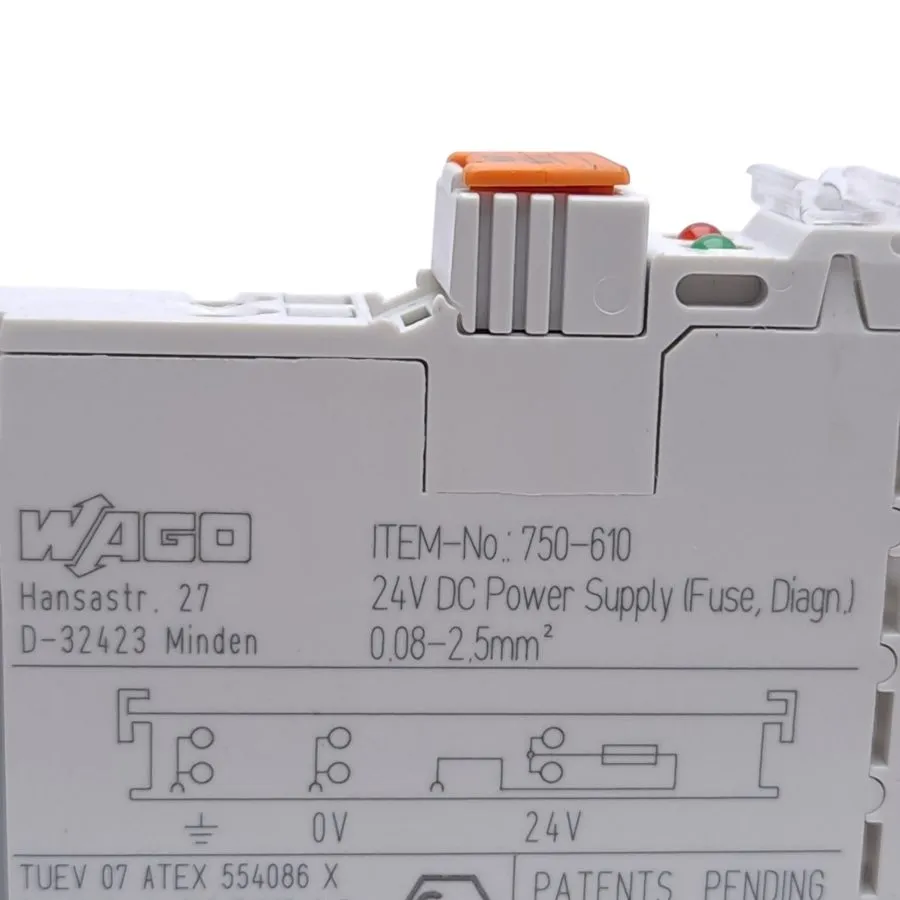 Блок питания WAGO 750-610 24VDC Power Supply Fuse Diagnostic DIN Rail 750-Series