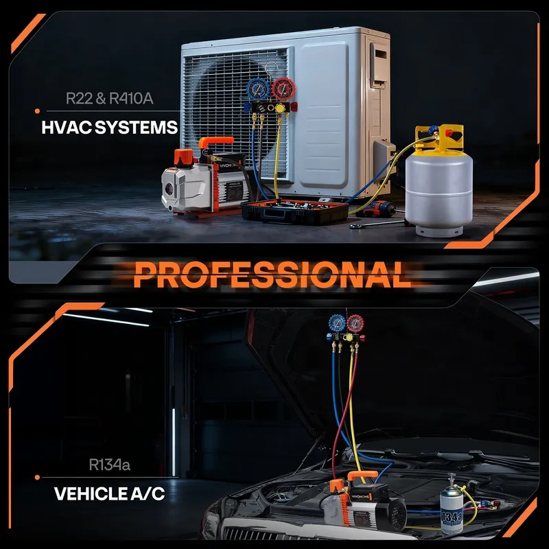 Насос 7.2CFM 2 Stage Vacuum Pump 3/4HP Rotary HVAC Refrigeration Air Conditionin — фото лота 2