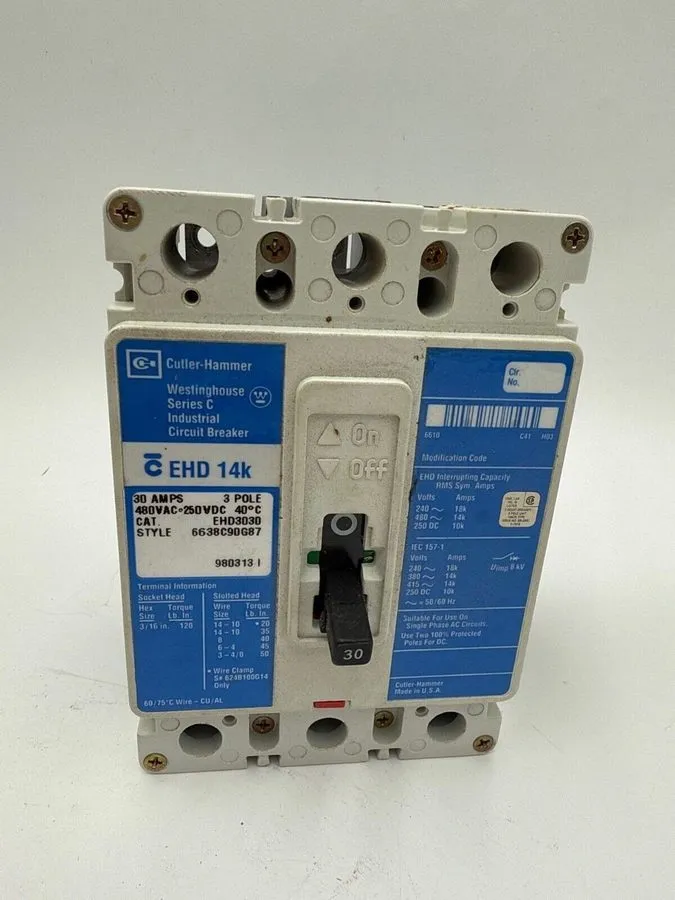 Автоматический выключатель Take Out EATON EHD3030 3 Pole 30 AMP 14kA@480v EHD14k