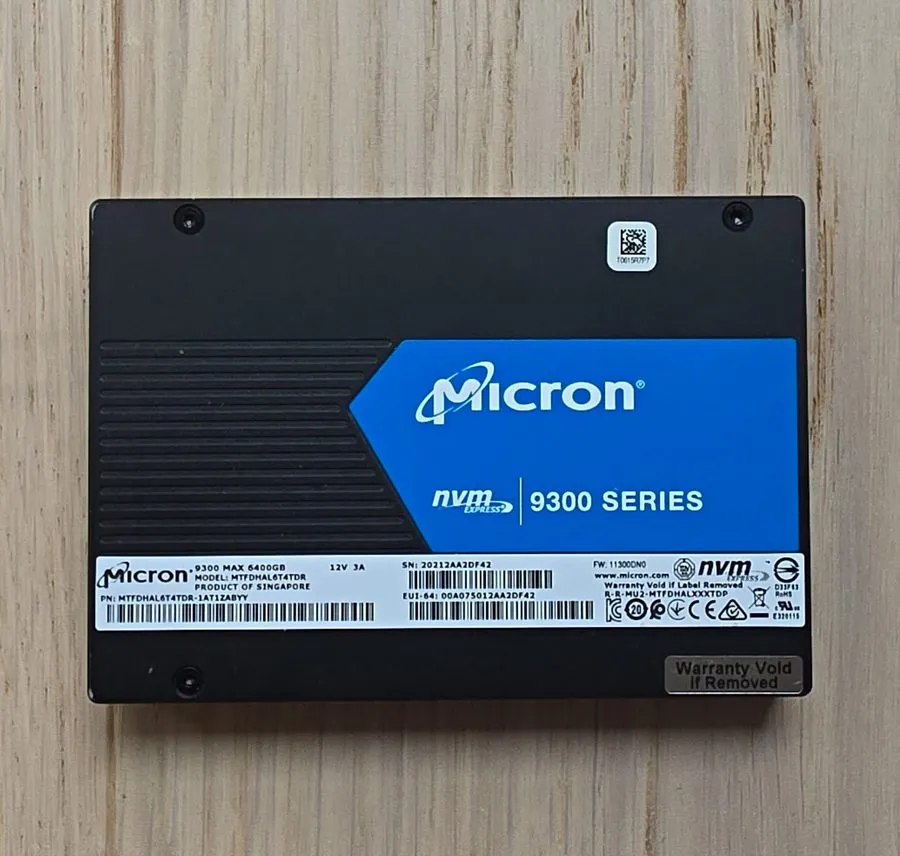 SSD-накопитель MICRON MTFDHAL6T4TDR 6.4TB 2.5" NVmE U.2 SSD 9300 Max 12k Hrs 95%