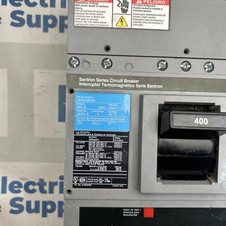 Автоматический выключатель Siemens JXD22B400 400A 2-Pole 240V Sentron Series Cir
