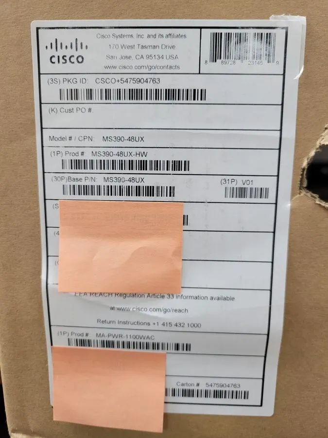 Коммутатор Cisco Meraki MS390-48UX-HW 48-Port PoE+ UPoE Network Switch UNCLAIMED