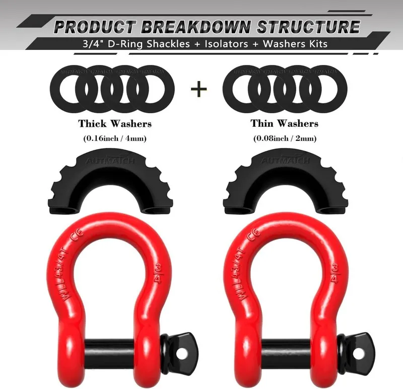 Такелажная скоба D Ring Shackle 3/4" Shackles 41,887Ibs Break Strength Clevis Sh