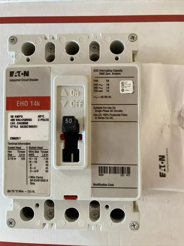 Автоматический выключатель Eaton Ehd3050 Molded Case Circuit Breaker, 50 A, 480V