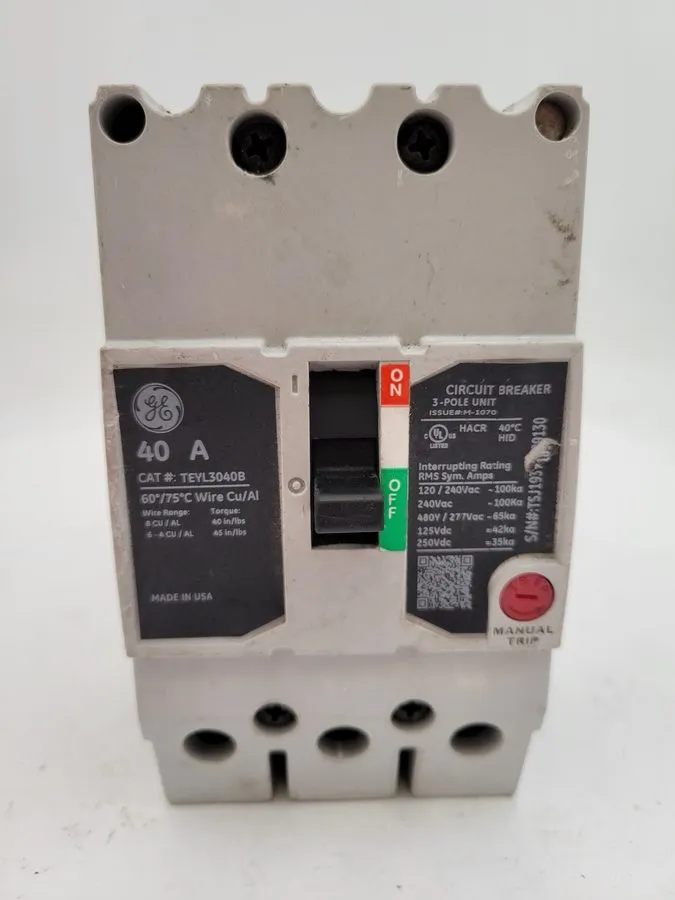 Автоматический выключатель GE TEYL3040B 3 Pole 40 Amp 480V Circuit Breaker Shunt