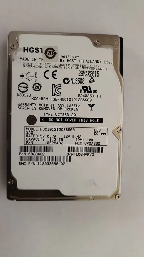 Жёсткий диск HPE 1.2TB 10K SAS 6Gb/s 2.5" Enterprise HDD 726480-001 HUC101212CSS — фото лота 1