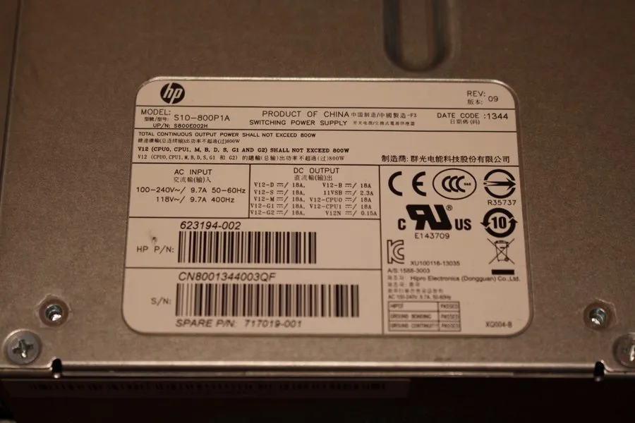 Блок питания HP S10-800P1A 800W Power Supply — фото лота 1