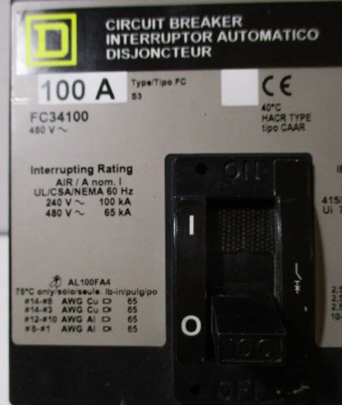 Автоматический выключатель Square D FC34100 circuit breaker Iline 3pole 100 amp 