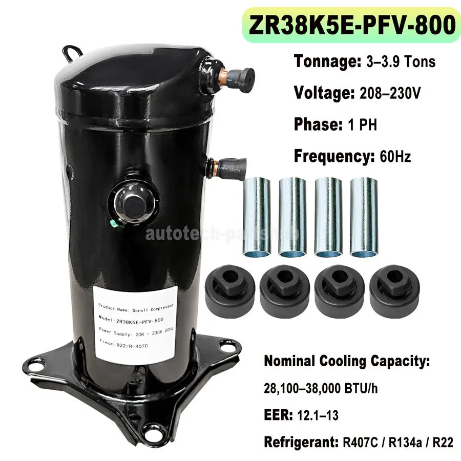 Компрессор Compressor/ Copeland ZR38K5E-PFV-800 Scroll/ HP 3-4.25/ 208-230V, 1 P — фото лота 1