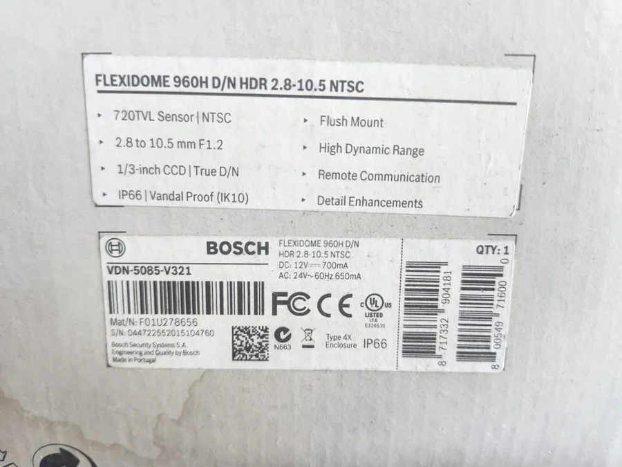 Камера Bosch FLEXIDOME 960H D/N HDR Analog Wired Dome Camera White VDN-5085-V321
