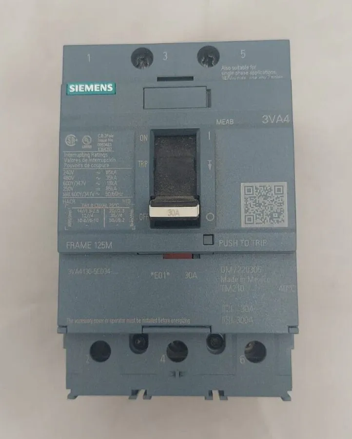 Автоматический выключатель 1 Siemens 3VA4130-5ED34-0AA0 480V 3-Pole Circuit Brea