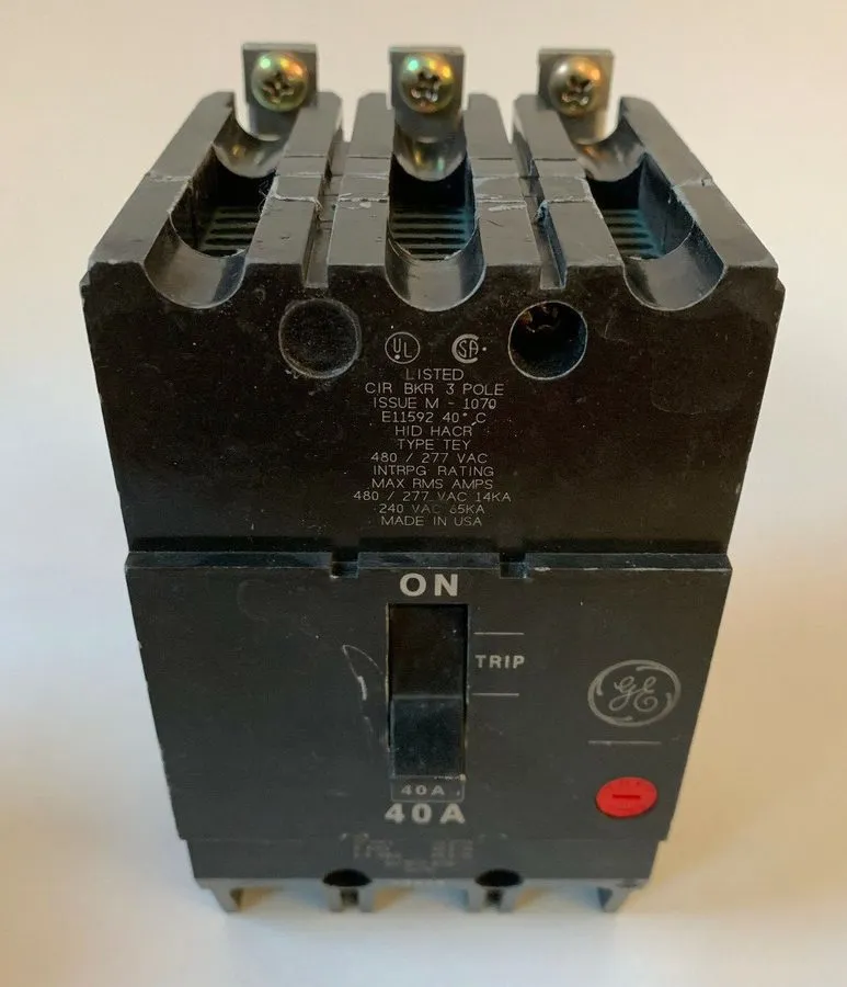 Автоматический выключатель GE TEY340 40A 3-Pole Circuit Breaker 480V AC Trip Ind