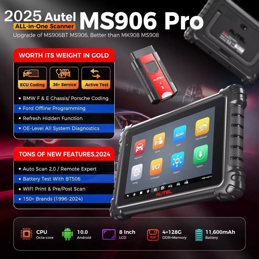 Диагностический сканер 2026 Newest Autel MaxiSys MS906 Pro Coding Full System Di — фото лота 1