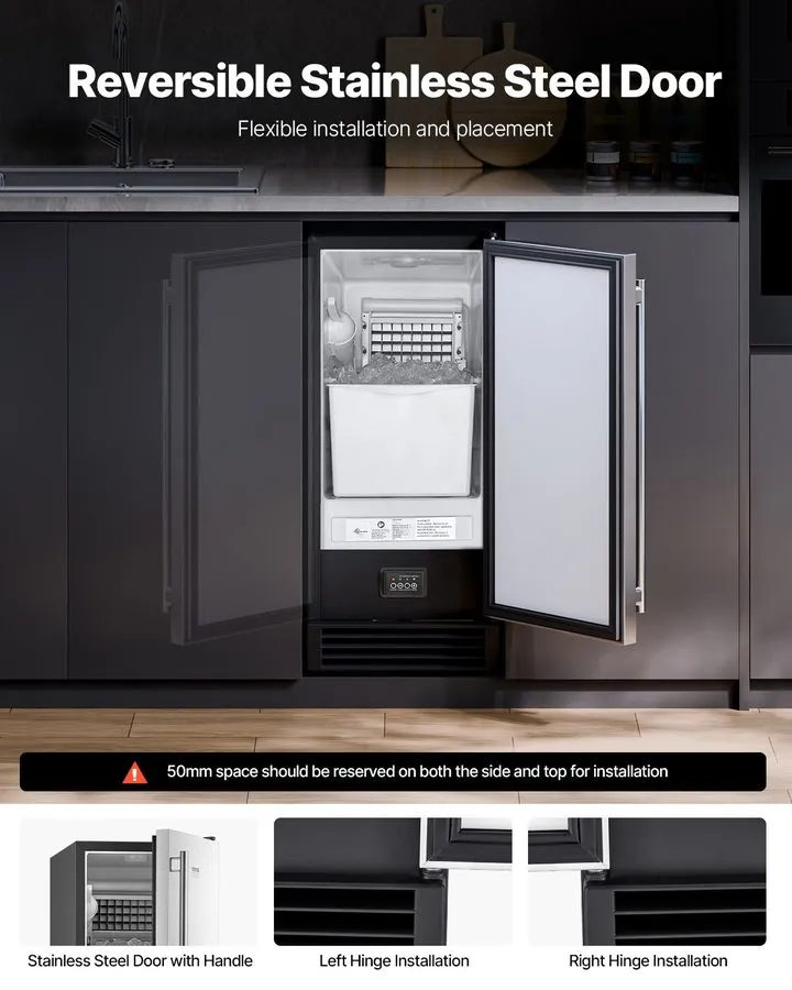 Льдогенератор Uimoso 15" Built-In Commercial Ice Maker 50lbs/24H Freestanding Ic — фото лота 2