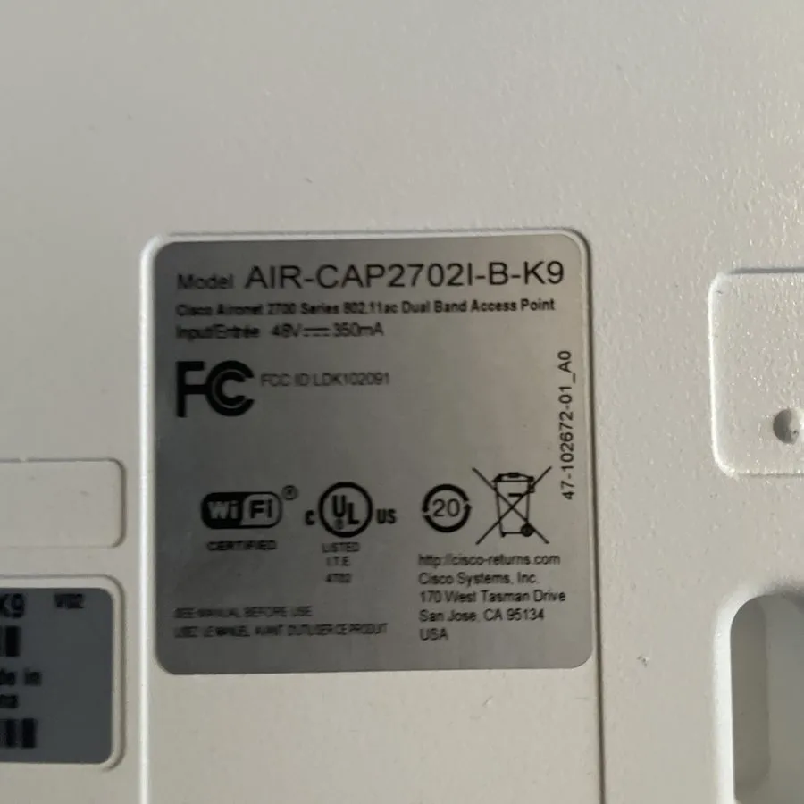 Точка доступа Wi-Fi Cisco AIR-CAP2702I-B-K9 Dual Band Wireless Access Point PoE 