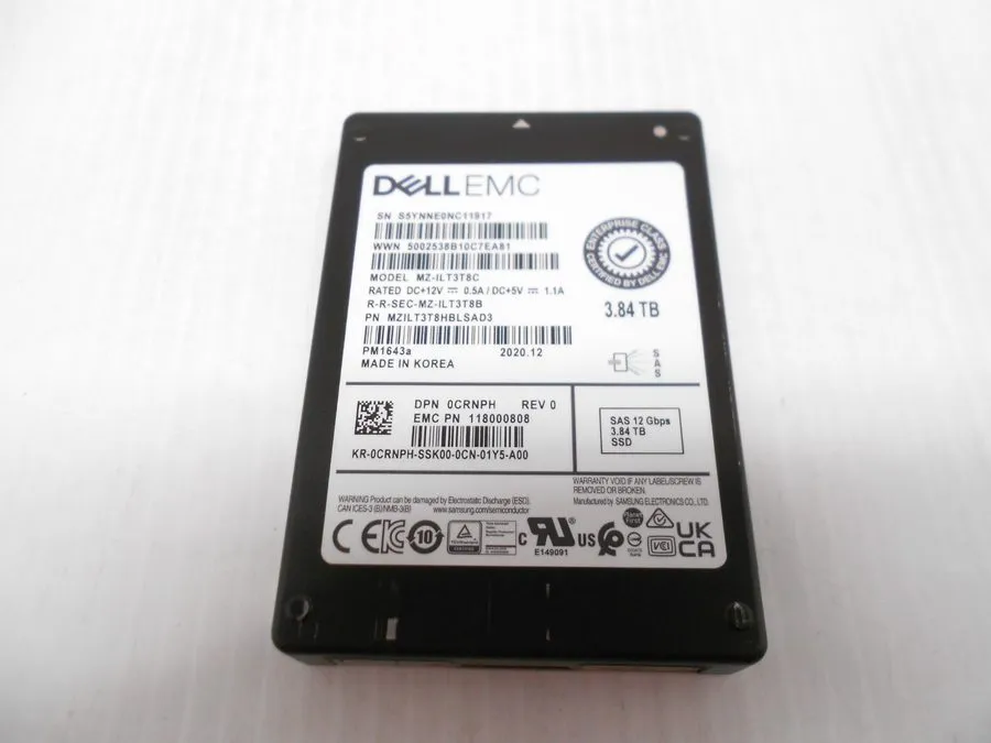 SSD-накопитель CRNPH DELL 3.84TB Samsung PM1643a SAS 12GBPS RI 2.5" SSD MZ-ILT3T — фото лота 1