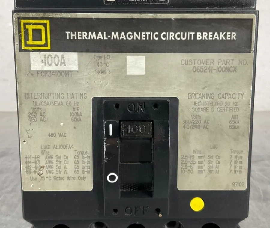 Автоматический выключатель SQUARE D FCP34100MT THERMAL MAG CIRCUIT BREAKER 100 A