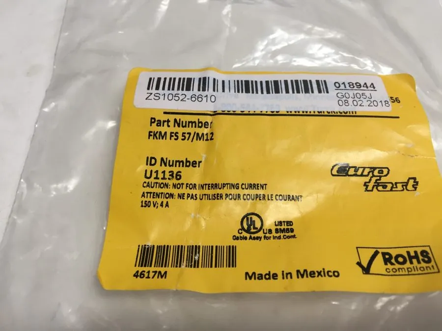 Датчик Turck FKM FS 57/M12 Eurofast M12 Panel Mount Feed-Through Connector — фото лота 1